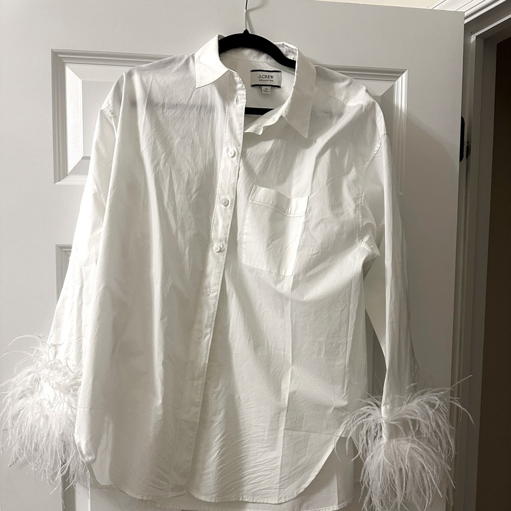 Button down w/ feather sleeves